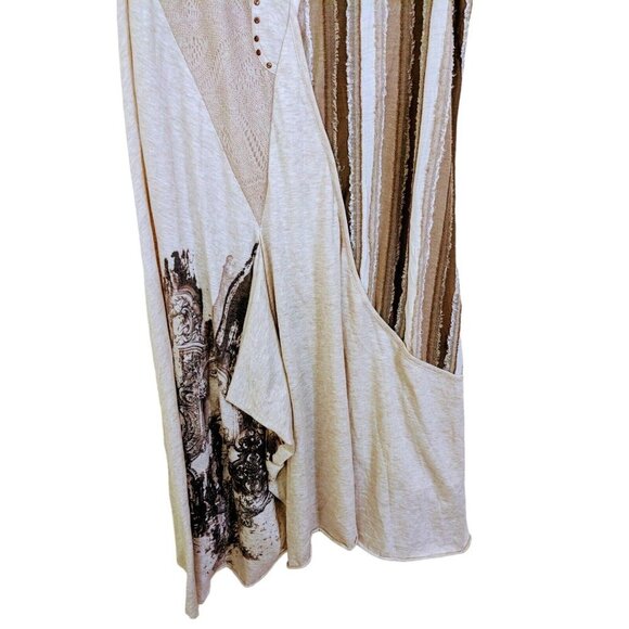 Cativa Lagenlook Dress Womens Size XL Mixed Media Sleeveless Neutrals Beige Boho - Picture 4 of 7